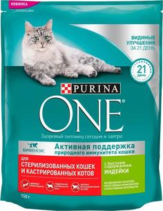 Сухой корм Purina ONE для стерилизованных кошек и котов с индейкой, 750гр