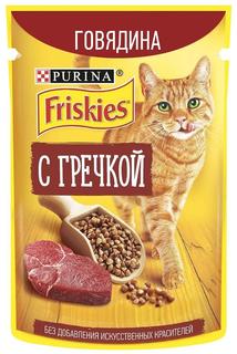 Влажный корм Friskies для взрослых кошек, с говядиной и гречкой в подливе, 75гр