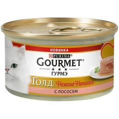 Влажный корм Gourmet Gold Нежная начинка для кошек, с лососем, 85гр