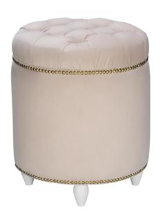 Пуф Leset Classic-02 круглый, Велюр Супернова 01 Молочный, ножки белые