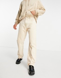 Прямые вельветовые брюки бежевого цвета Weekday Space-Нейтральный