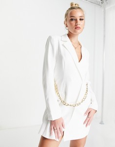 Белое платье-блейзер с карманами и цепочкой Saint Genies-Белый