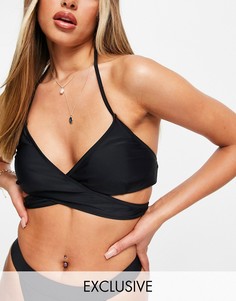 Черный бикини-топ с перекрестной отделкой спереди Missguided «Выбирай и комбинируй»-Черный цвет