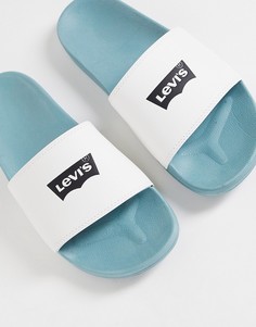 Зеленые шлепанцы с логотипом в виде крыла летучей мыши Levis-Зеленый цвет