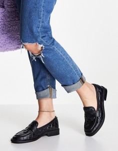 Черные стеганые лоферы на плоской подошве с уплотненным верхом ASOS DESIGN Mighty-Черный
