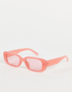 Квадратные солнцезащитные очки среднего размера с розовой оправой ASOS DESIGN-Розовый цвет