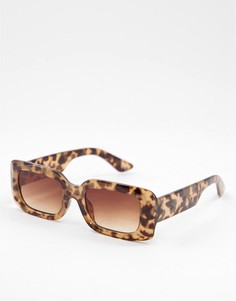 Квадратные солнцезащитные очки черепаховой расцветки с угловым скошенным дизайном ASOS DESIGN Recycled-Коричневый цвет