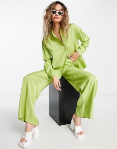 Зеленые брюки с широкими штанинами и блеском от комплекта Daisy Street-Зеленый цвет