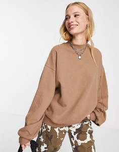 Базовый oversized-свитшот бежевого цвета Bershka-Светло-бежевый цвет