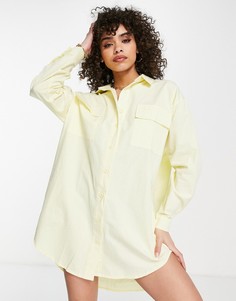 Поплиновое платье-рубашка лимонного цвета в стиле oversized Missguided-Желтый