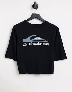 Черная футболка с рукавами до локтя и логотипом Quiksilver-Черный цвет