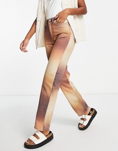 Коричневые джинсы с размытым осенним принтом из смесового органического хлопка Weekday Rowe-Коричневый цвет