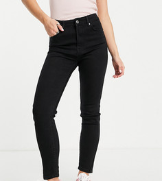 Черные зауженные джинсы с завышенной талией Bershka Petite-Черный цвет