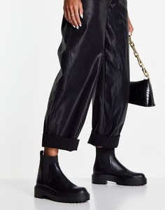 Черные ботинки челси на плоской резиновой подошве Stradivarius-Черный цвет