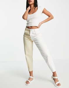 Бело-бежевые комбинированные джинсы свободного кроя Bershka-Многоцветный