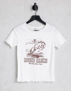 Кремовая футболка с принтом "Rodeo Ranch" River Island-Белый