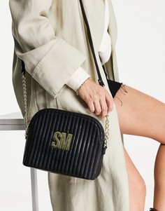 Черная стеганая сумка через плечо на ремешке-цепочке с логотипом Steve Madden-Черный