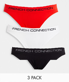 Набор из 3 бесшовных трусов черного, белого и красного цвета French Connection-Красный