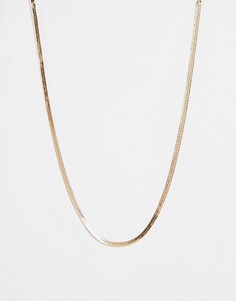 Золотистое ожерелье-цепочка с плоскими крупными звеньями Topshop-Золотистый