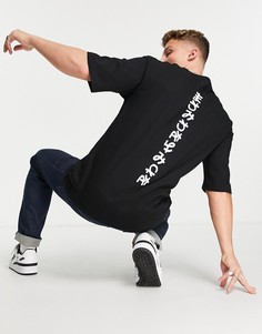 Черная oversized-футболка с надписью на японском языке Jack & Jones Originals-Черный цвет