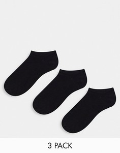 Набор из 3 пар низких черных носков из органического хлопка Topshop-Черный