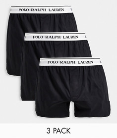 Набор из 3 тканых боксеров черного цвета с логотипом на поясе Polo Ralph Lauren-Черный
