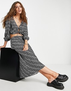 Монохромная юбка миди с геометрическим цветочным принтом Topshop-Черный цвет