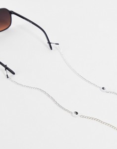 Серебристая цепочка для солнцезащитных очков с бусинами с символом «Инь и Ян» ASOS DESIGN-Разноцветный
