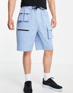 Синие удлиненные шорты карго с несколькими карманами Topman-Голубой