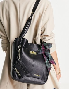 Черная сумка-портфель с отделением для карт, съемной сумочкой через плечо и декоративным шарфом Steve Madden-Черный