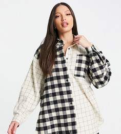 Oversized-рубашка из комбинированной ткани в клетку Topshop Tall-Разноцветный