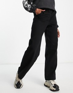 Черные выбеленные брюки прямого кроя в стиле casual от комплекта Topshop-Черный