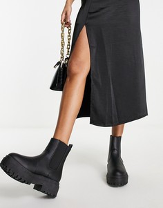 Высокие ботинки челси черного цвета на толстой подошве New Look-Черный