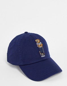 Синяя кепка с логотипом в виде медведя Polo Ralph Lauren-Голубой