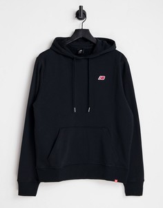 Худи черного цвета с маленьким логотипом New Balance-Черный
