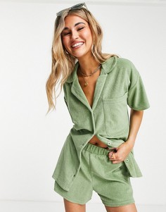 Свободная рубашка из махрового материала зеленого цвета (от комплекта) Daisy Street-Зеленый цвет