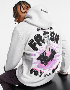 Серый худи с принтом Рика и Морти Bershka