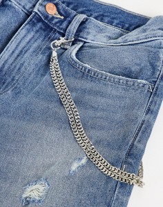 Серебристая двухслойная цепочка на джинсы ASOS DESIGN-Серебристый