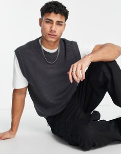 Серый вязаный жилет в рубчик River Island