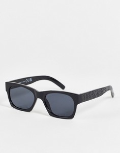 Солнцезащитные очки черного цвета в стиле ретро с монограммой на дужках River Island-Черный