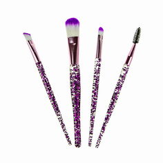 Lukky Набор из 4 кистей для нанесения макияжа с ручкой с блестками, фиолетовый