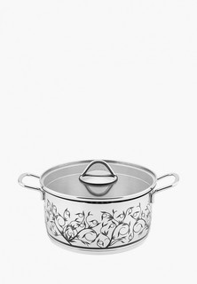 Кастрюля Elan Gallery 3,7 л ГАРМОНИЯ ВКУСА Серебро с крышкой D22 с деколем