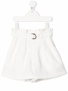 Brunello Cucinelli Kids льняные шорты-бермуды с поясом