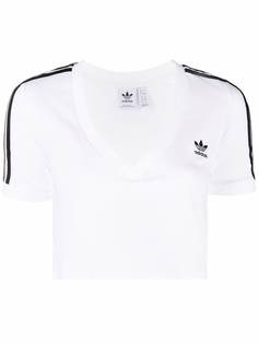 adidas укороченная футболка с V-образным вырезом