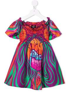 Versace Kids шелковое платье с графичным принтом