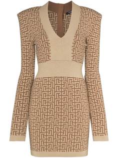 Balmain платье мини с монограммой