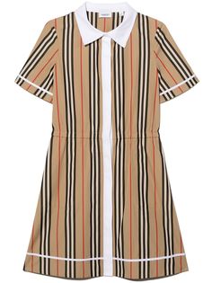 Burberry Kids расклешенное платье в полоску Icon Stripe