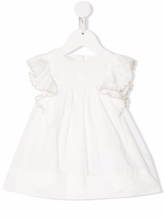 Chloé Kids расклешенное платье с цветочной вышивкой