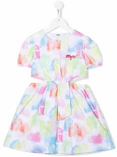 MSGM Kids расклешенное платье с вышитым логотипом