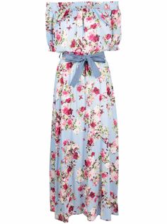 Blugirl платье макси с открытыми плечами и цветочным принтом